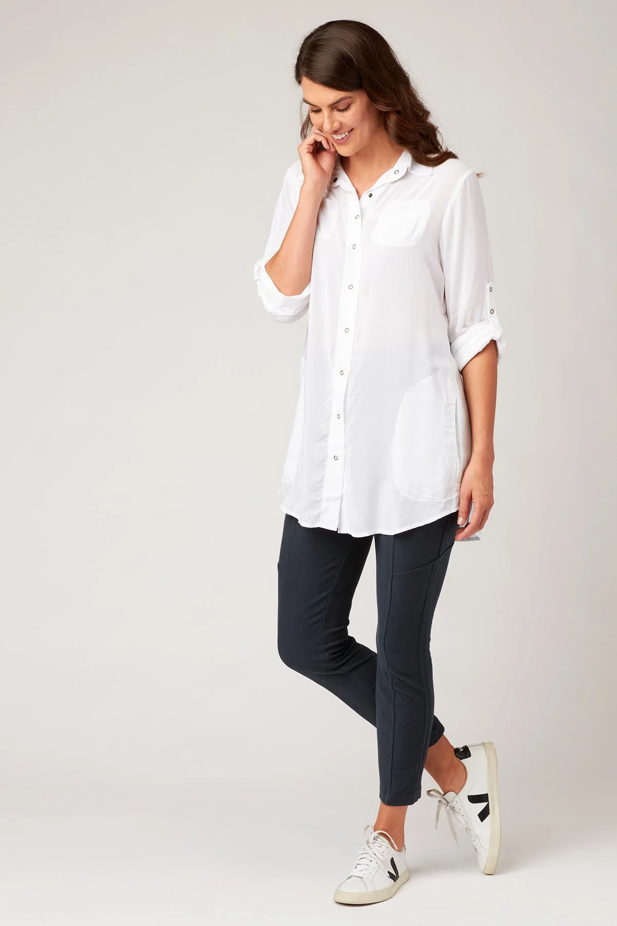 Reporter Soft Voile Button-Down Blouse - Ysmruns